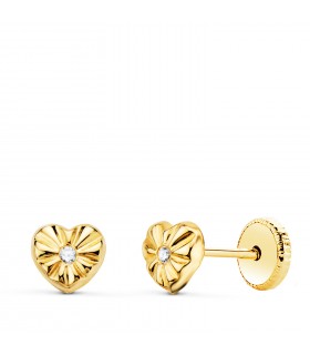 Clous d'oreilles enfant Or 18K Ondes Coeur 5.5mm