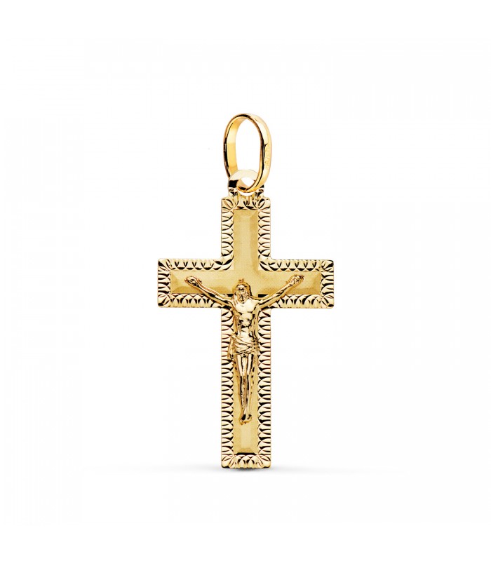Croix avec Christ Or 18K 27mm Facettée