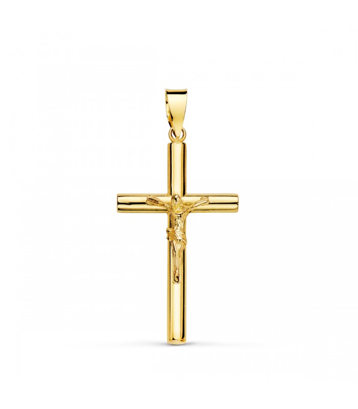 Kleiner Kreuz-Anhänger 25 mm | christliches Kreuz mit Jesusfigur, Gelbgold 750
