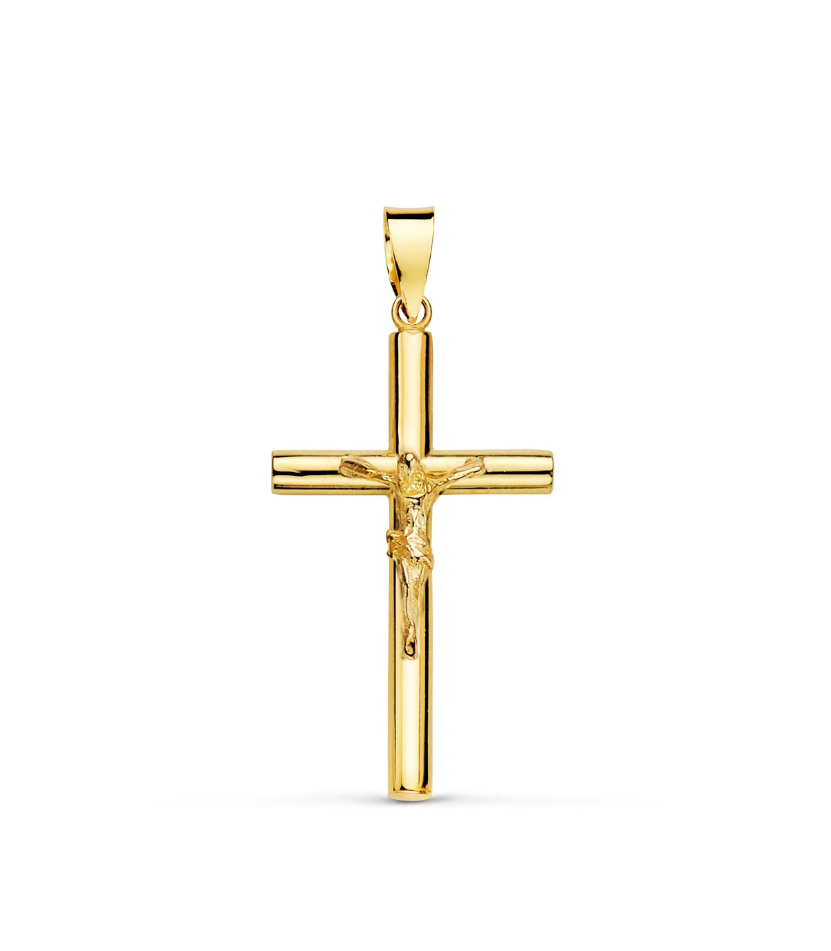 Cruz Cristo lisa 18 Ktes 25mm | Cruces de oro hombre mujer y Comunión