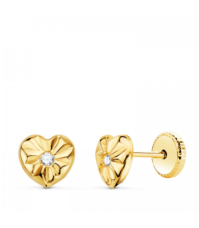 Clous d'oreilles Coeur Ondes Or Jaune 18K 6mm