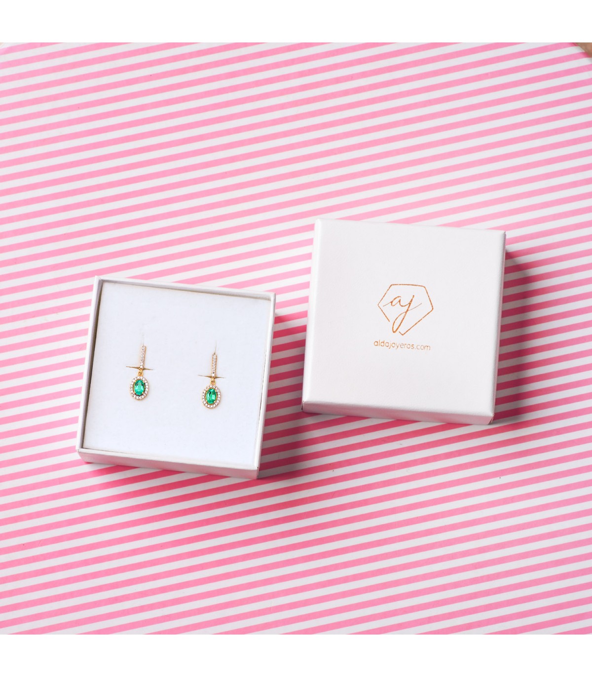 Boucles d'oreilles Talya Émeraude Or Bicolore 18K