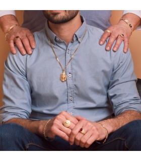 Elegante catena da uomo a maglia groumette, luminosa e robusta | Catena piena 3,75mm 60cm