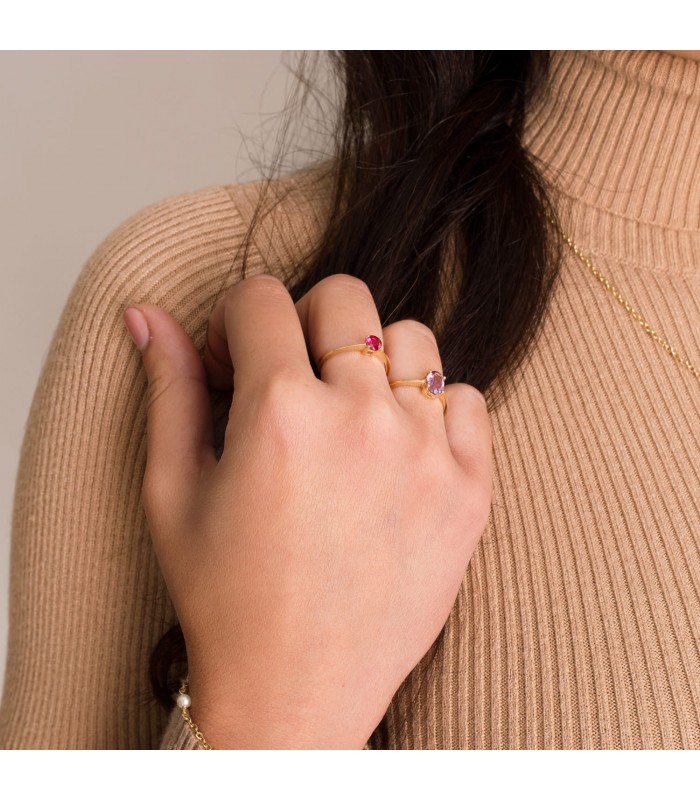 Anillo de mujer oro amarillo con piedra amatista