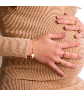 Bracelet personnalisé Coeur Perles Or 18K