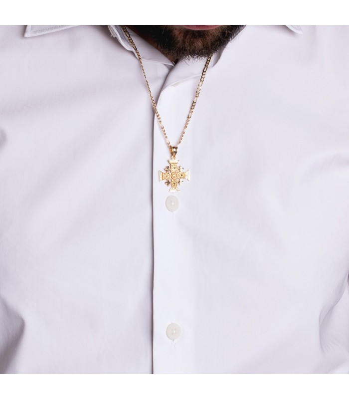 Croce di Gerusalemme oro giallo 18kt 23mm - Gioielli religiosi e croci d'oro
