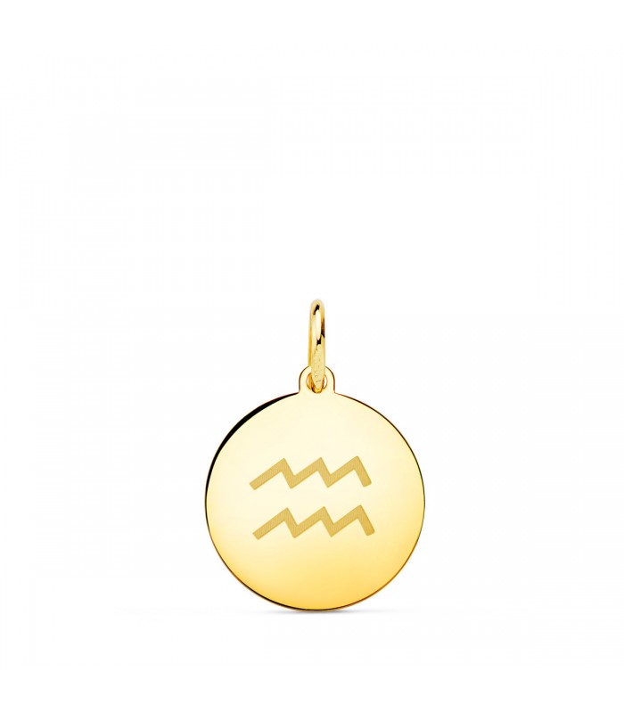 Pendentif Signe Astrologique Or 18K 14 mm- Collier signe astro verseau  - collier signe astrologique
