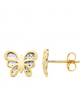 Orecchini in oro Farfalle, modello da donna Silvia, oro bicolore 18kt 750‰ | Orecchini a bottone.
