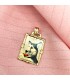 Chapa rectangular Colgante Oro 18K 26 mm. Placa grabado personalizado texto foto