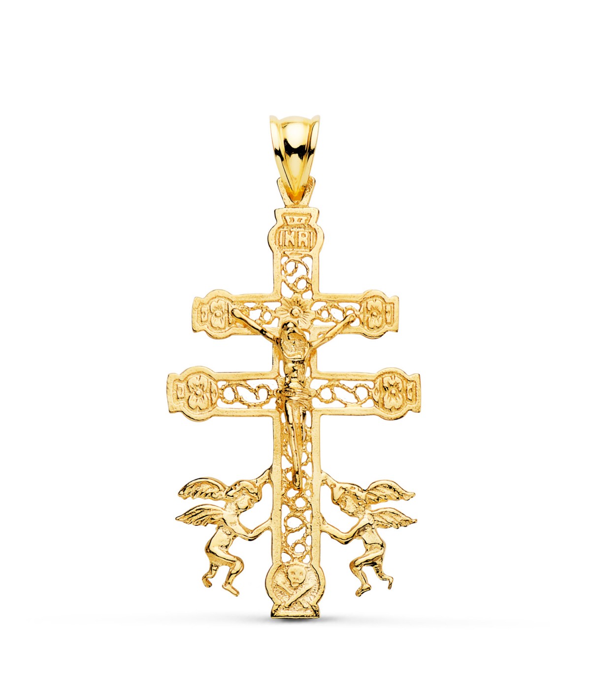 Croce di Caravaca in oro giallo 18 carati, 40 mm - Medaglione e croci d'oro