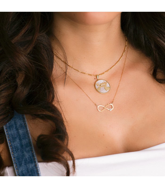 Collar Mamá Infinito Oro Amarillo 9K