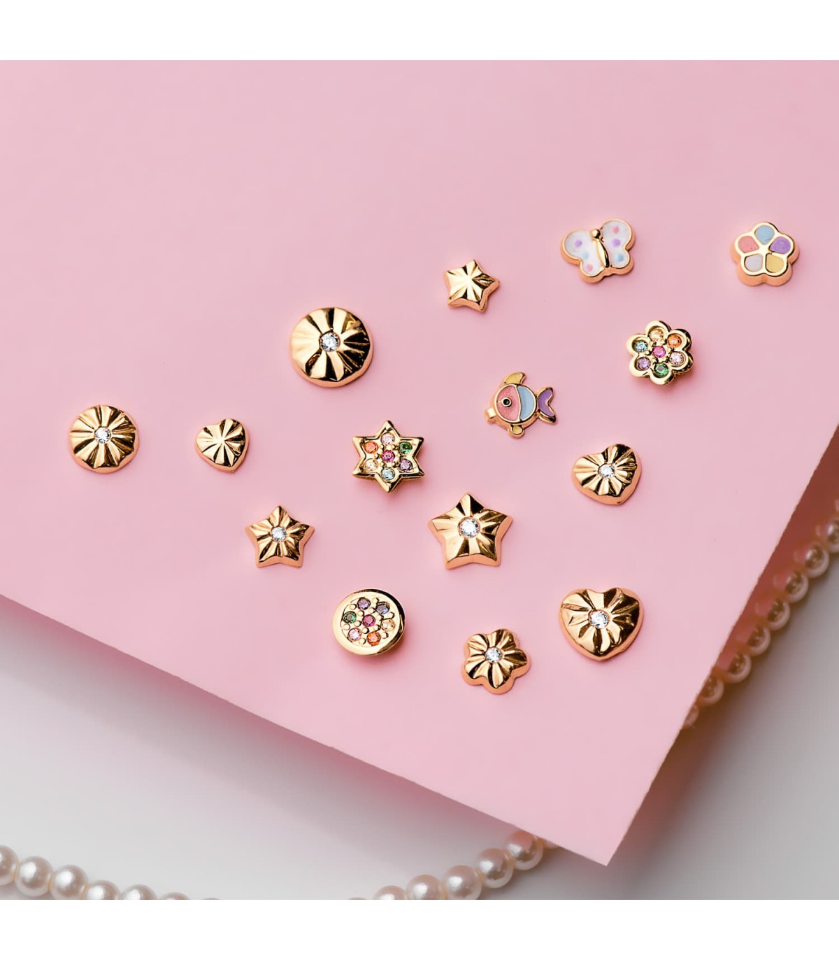 Orecchini in oro 18K con colori a farfalla 5 mm - orecchini per neonati e bimba, orecchini animali