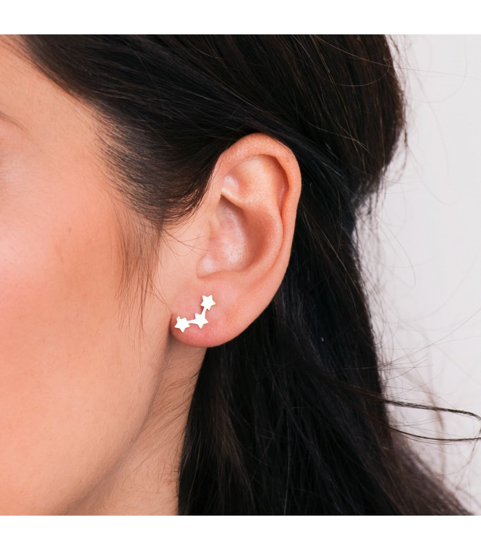 Orecchini lobo lunghi a forma di stelle, 13 mm Oro giallo 750 - Earjackett, orecchini rampicanti
