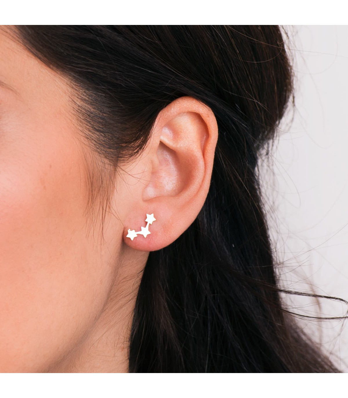 Orecchini lobo lunghi a forma di stelle, 13 mm Oro giallo 750 - Earjackett, orecchini rampicanti