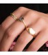 Anello topazio naturale in oro giallo 750 – Anello da donna con pietra ovale blu 7 x 5 mm, 4 griffe