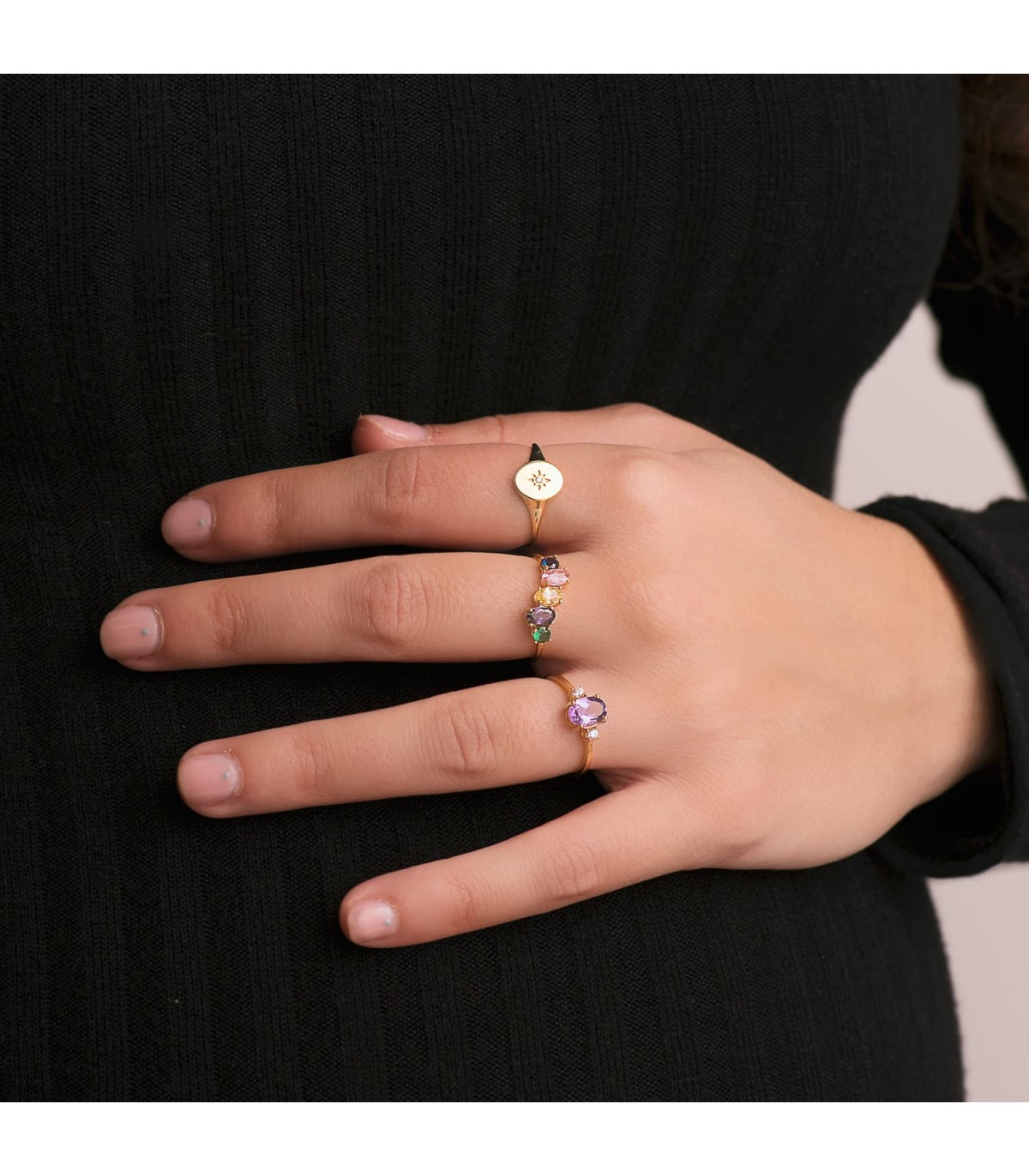 Anillo Amatista Glow Oro 18K - anillos con piedras preciosas, sortijas para mujer