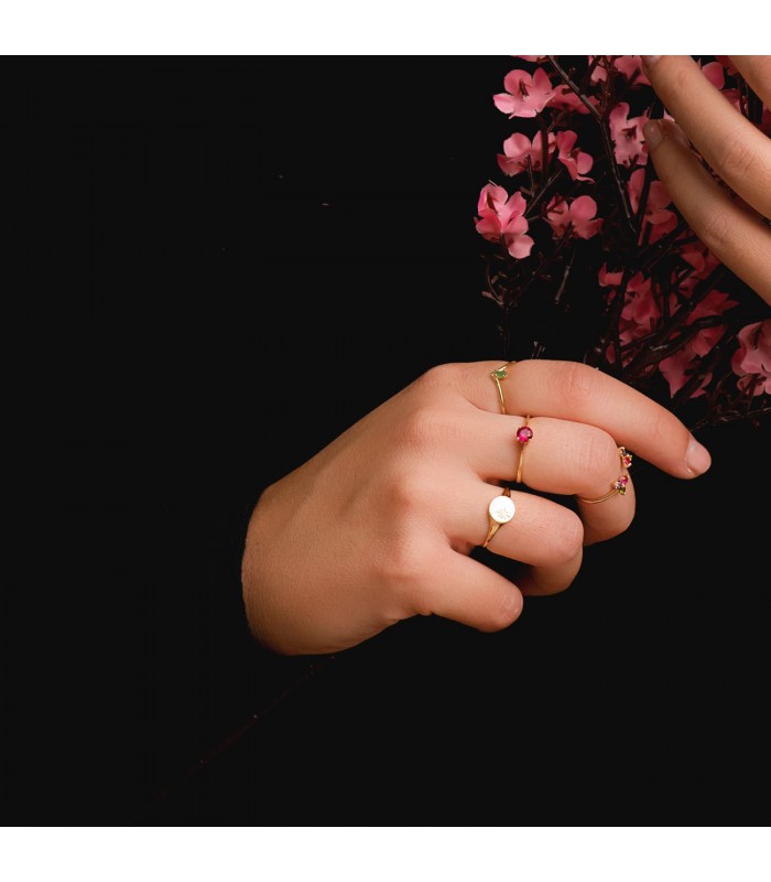 Bague Solitaire Rouge Or Jaune 18K