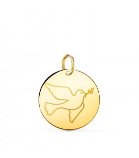Medalla Paloma Oro 18K 18mm | colgantes personalizados, regalos para bebé