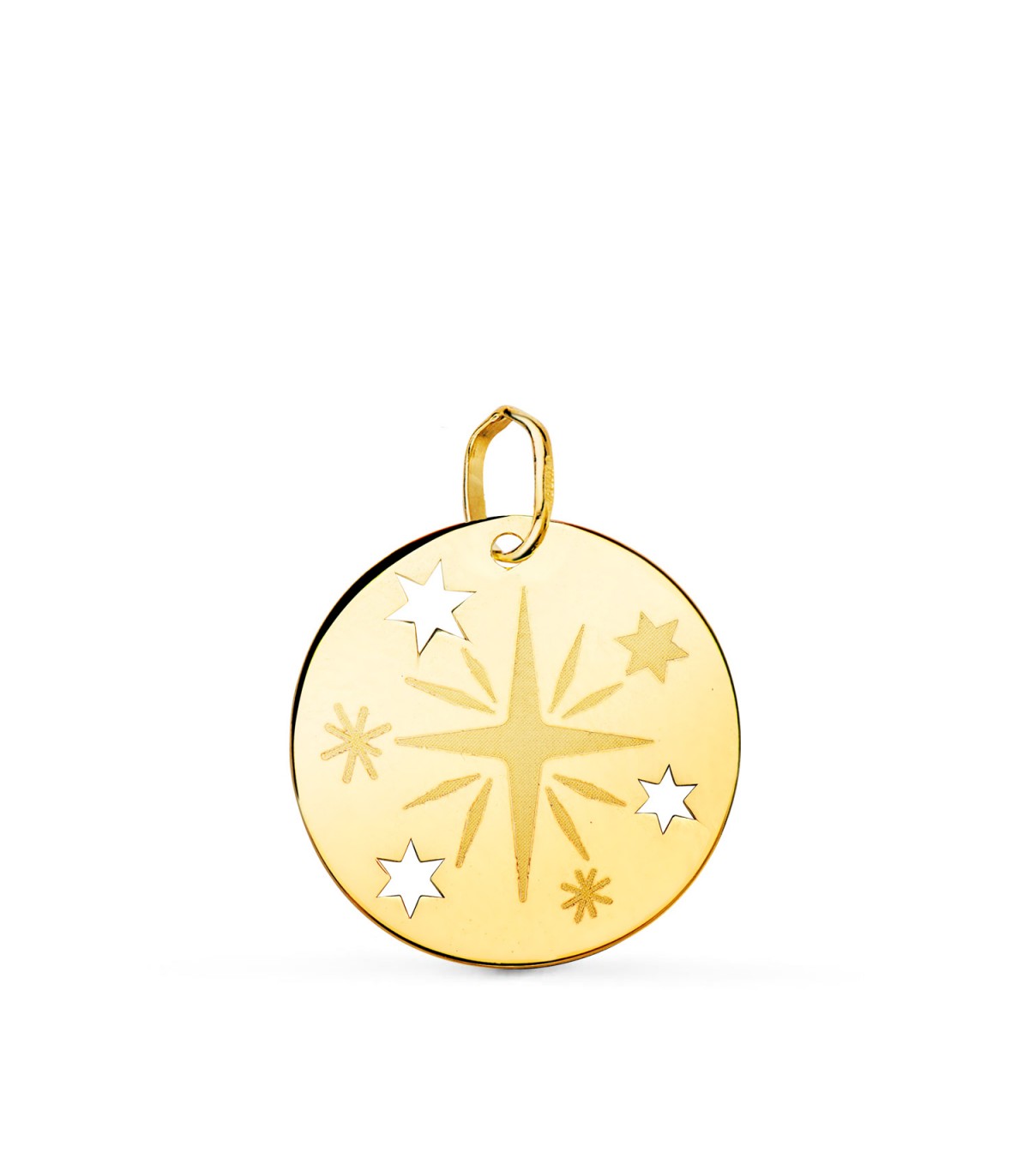 Ciondolo Magic Universe 18Kt medaglia stella - Ciondolo donna e nascita per bambino
