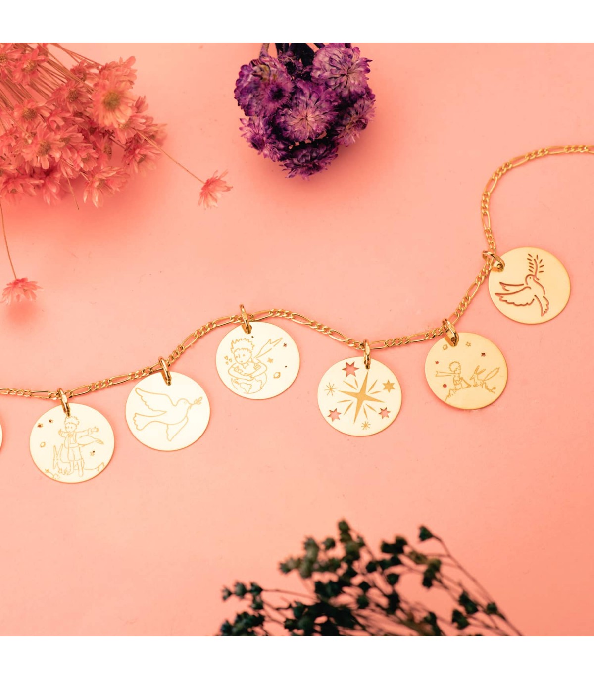 Ciondolo Magic Universe 18Kt medaglia stella - Ciondolo donna e nascita per bambino