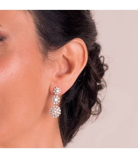 Pendientes de novia largos colgantes Dame Katrina Oro blanco 18 kilates circonitas