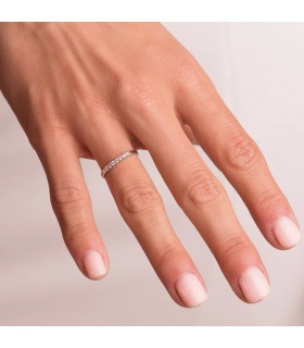 Anello da donna Aisha in oro bianco 18 carati con diamanti, fedina donna