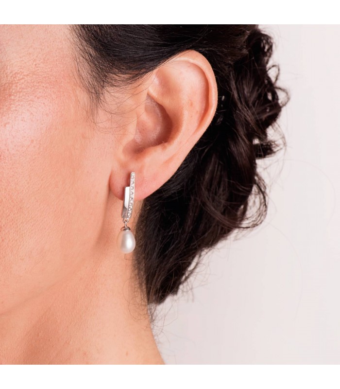 Pendientes de novia Condesa de Yorkshire Oro Blanco 9k Perla Cultivada