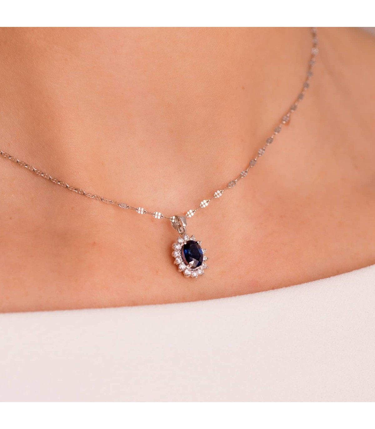 Anhänger Saphir & Diamant Sybil 750 Weißgold