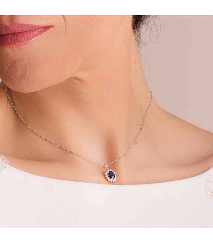 Anhänger Saphir & Diamant Sybil 750 Weißgold