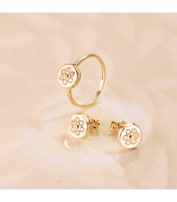 Parure de bijoux fille Or Jaune 18K Cercle.  Cadeaux de première communion
