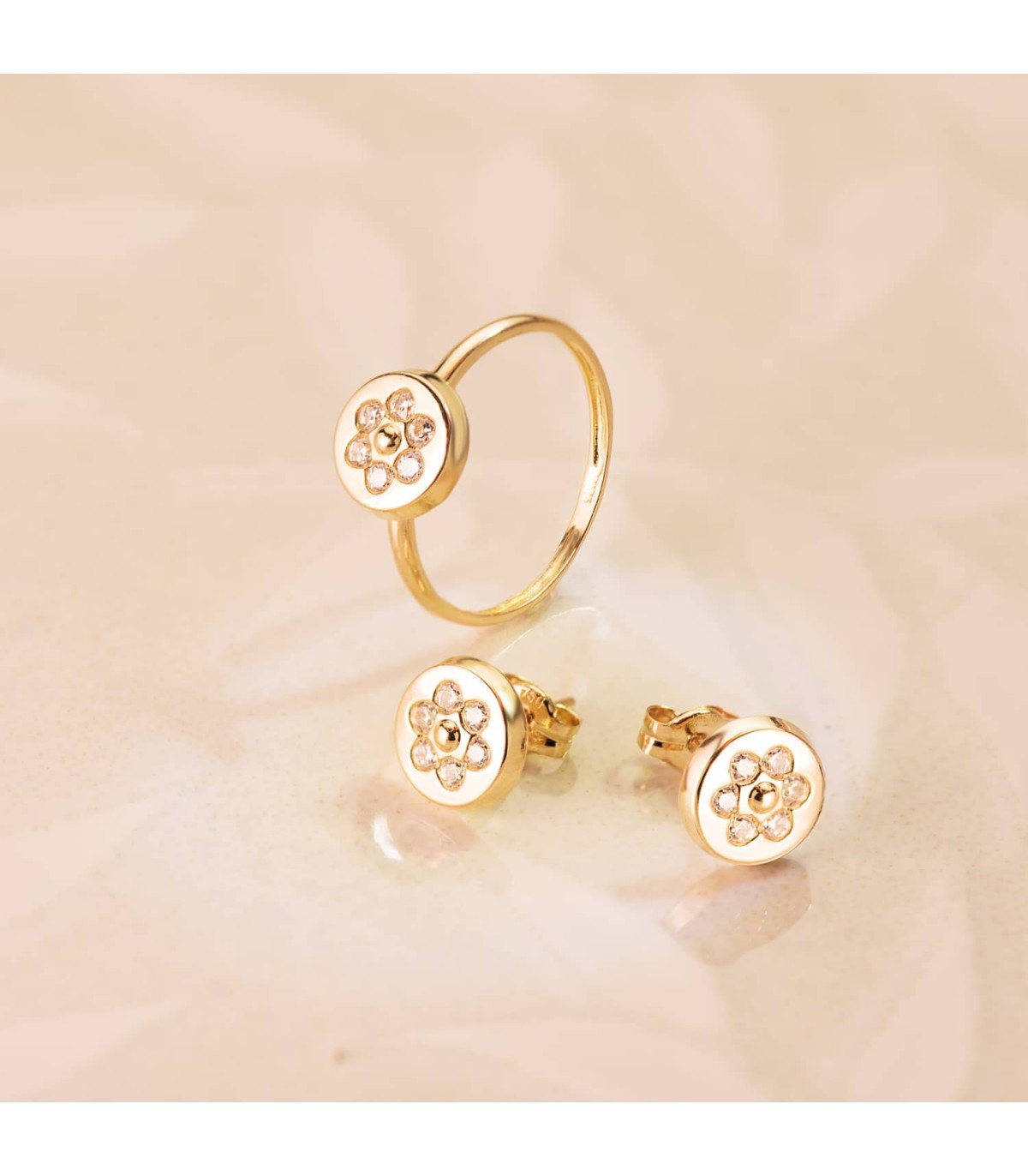 Parure de bijoux fille Or Jaune 18K Cercle.  Cadeaux de première communion