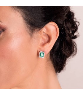 Smaragd Ohrringe mit Diamanten Carrie 750 Weißgold