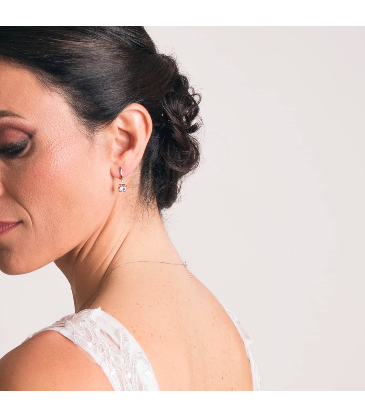 Boucles d'oreilles mariage Leonor de Sicile Or Blanc 18K Catalan