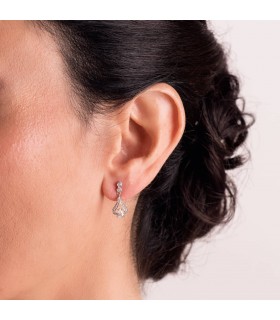 Pendientes de novia colgantes Dame Cassandra Oro Blanco 18 kilates