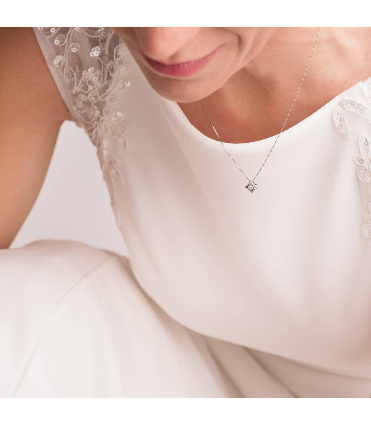 Gargantilla Estrella 0.050 Qtes. Oro Blanco 18K - collar con diamantes para mujer