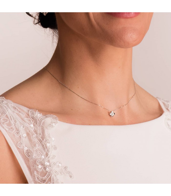 Gargantilla Estrella 0.050 Qtes. Oro Blanco 18K - collar con diamantes para mujer