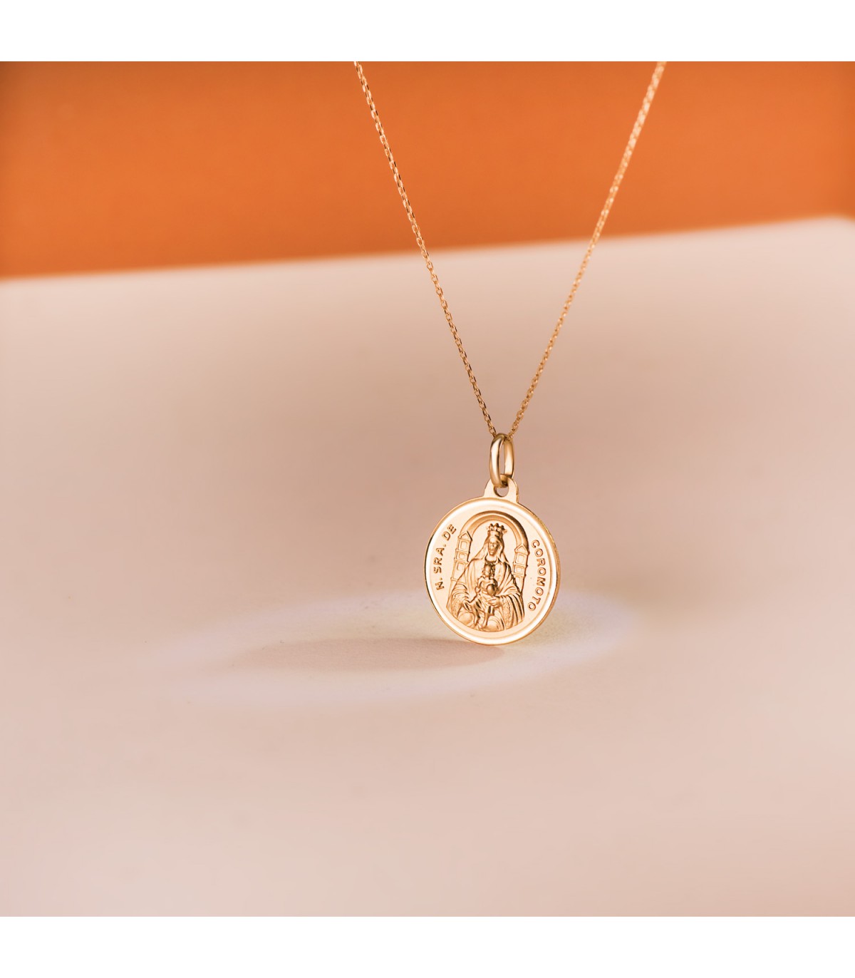 Madonna Coromoto (Venezuela) aus 18 Karat Gold, Anhänger Medaille rond Jungfrau 18mm