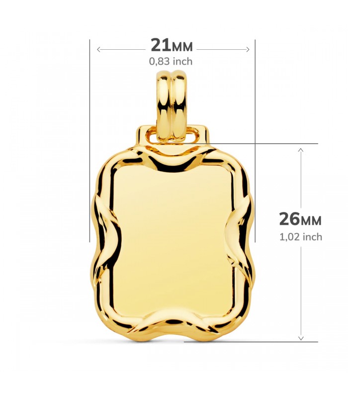 Pendentif plaque Or 18K 21 MM Ciselé