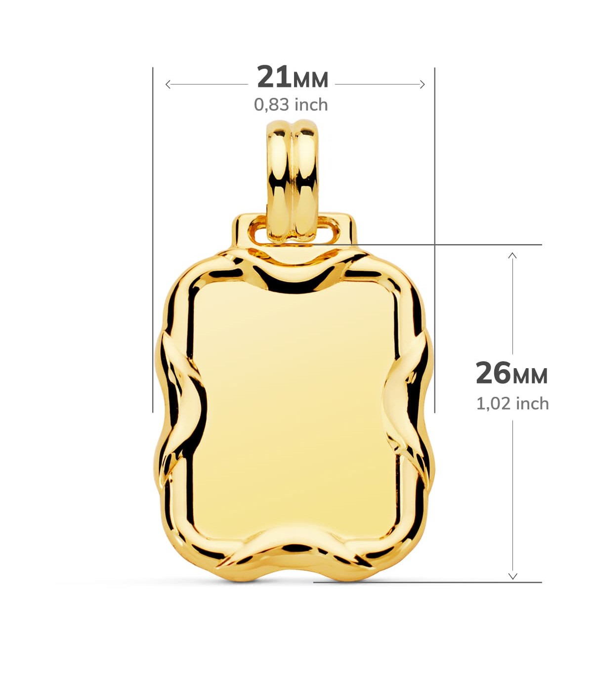 Pendentif plaque Or 18K 21 MM Ciselé