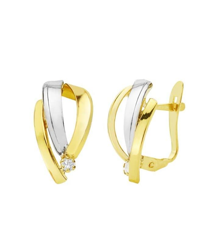 Orecchini in oro giallo e bianco, ideali da donna 18 Kt 15 mm Lynette