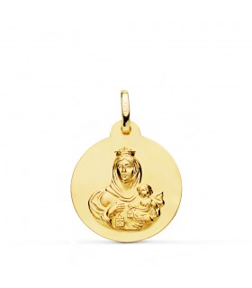 Medalla Nuestra señora Virgen del Carmen Oro 18K 20mm Mate - comprar joyas online