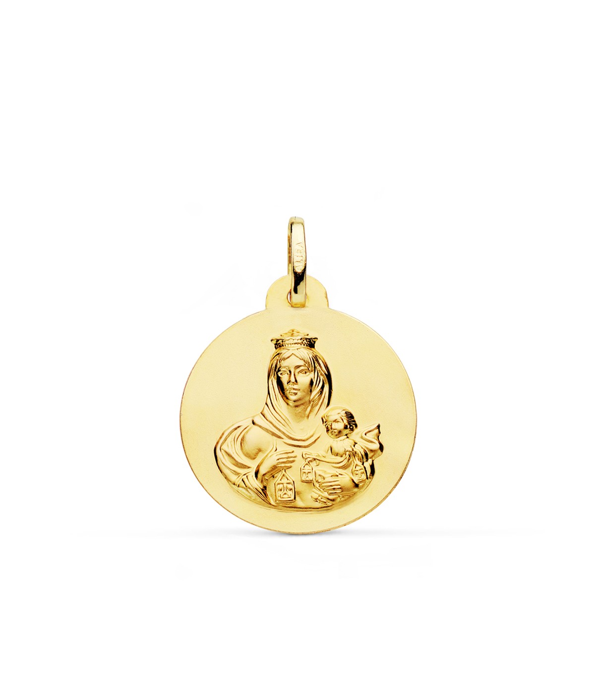 Medalla Nuestra señora Virgen del Carmen Oro 18K 22 mm Mate - comprar joyas online