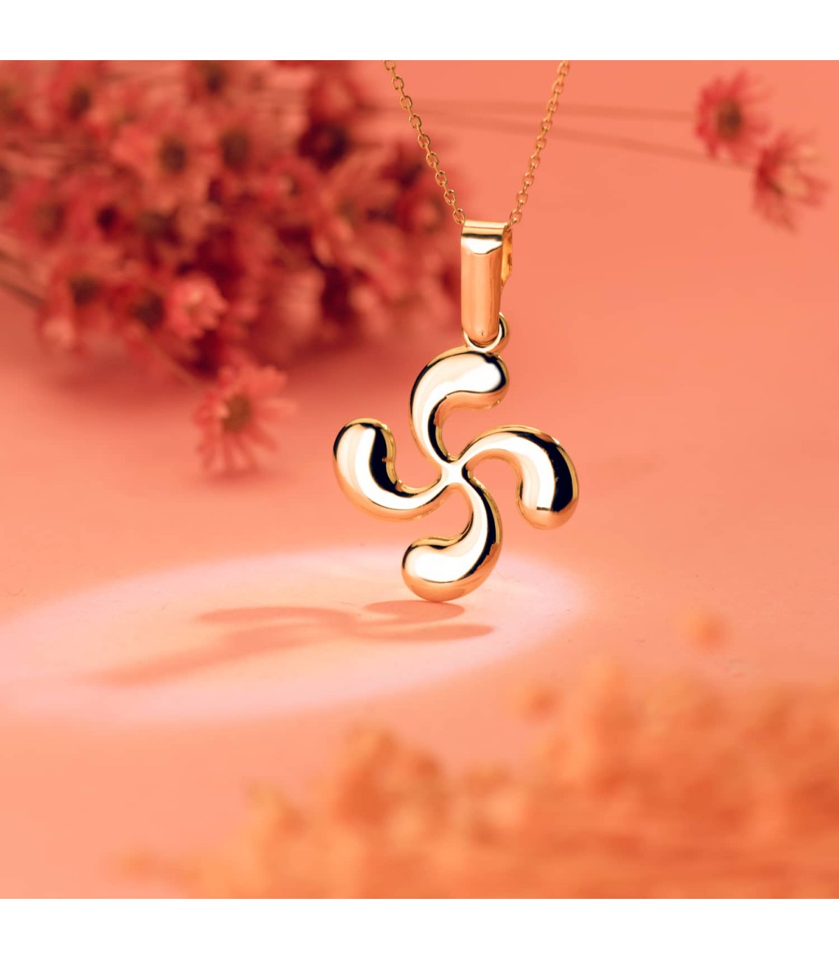 Colgante Lauburu Oro Amarillo 18K 20 mm - Símbolo celta, cruz vasca