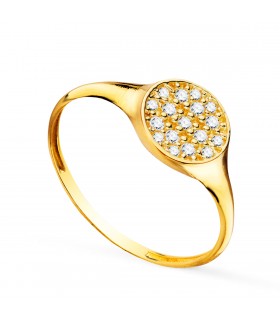 Bague Chevalière Zircons Or 18K