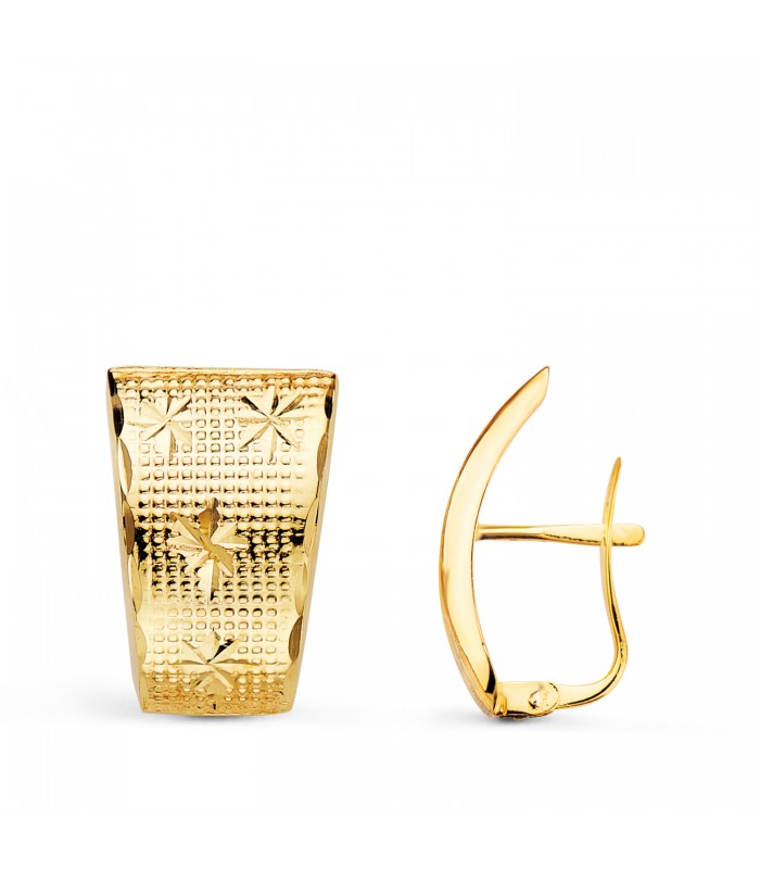 Pendientes Mujer Lapidados Oro 18K 18mm - cierre catalán