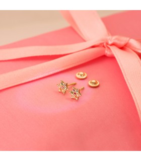 Pendientes niñas de Estrellas con piedras, para recién nacida y pendientes pequeños mujer