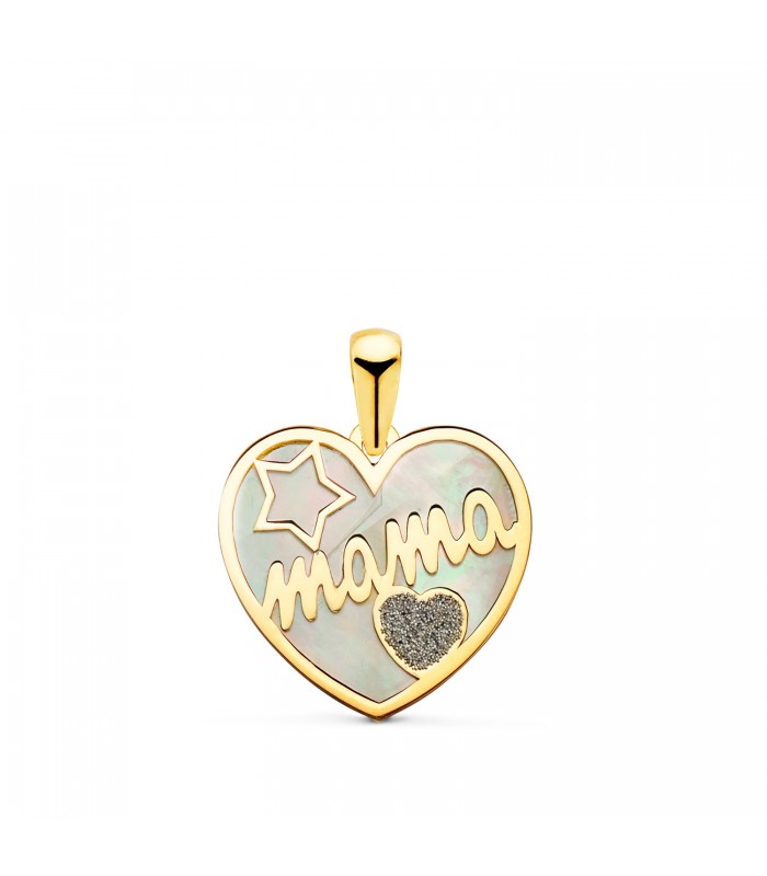 Ciondolo MAMA Glitter diamante Oro 18k Cuore