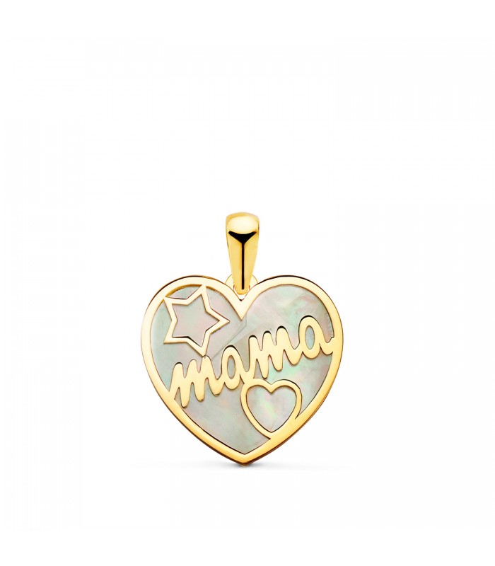 colgantes mamá, regalos para madres - Colgante Mamá Nácar Oro 18K Corazón