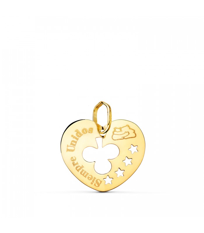 Colgante Corazón y Trébol Oro 18K