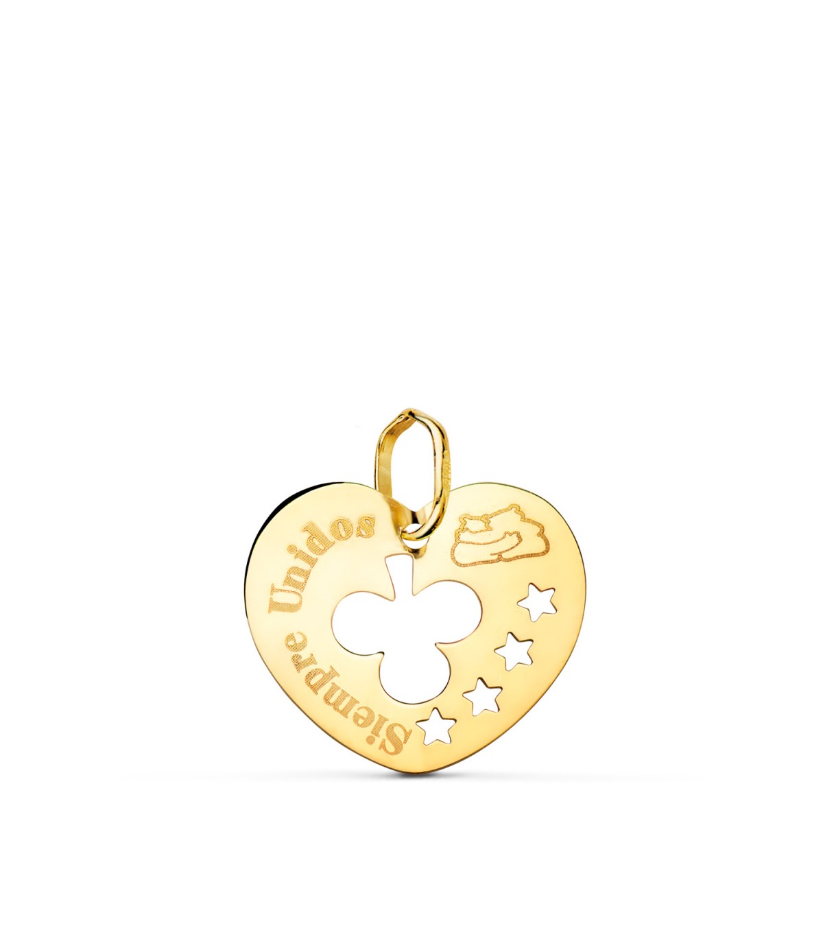 Colgante Corazón y Trébol Oro 18K